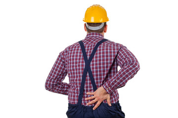 Young male engineer having backpain
