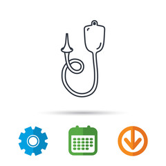 Enema icon. Medical clyster sign. Calendar, cogwheel and download arrow signs. Colored flat web icons. Vector