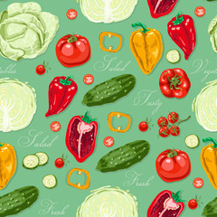 Seamless pattern with colored vegetables