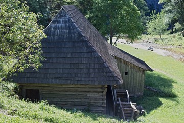 Watermill - Oblazy, Slovakia. Old wooden water mill at National Nature Reserve Kvacianska dolina in Slovakia © Branislav