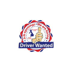 Drivers Wanted, Jobs in UK - grunge label / sticker / badge for recruitment companies / employers. Print colors used