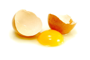 Broken egg isolated on white