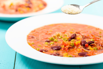 Minestrone Soup With Parmesan Cheese