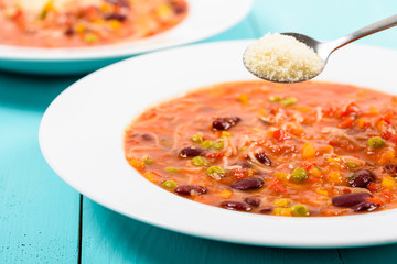 Minestrone Soup With Parmesan Cheese