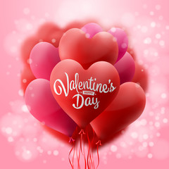 Red Heart Balloons Valentine's Day Card.Love and Valentine's Day
