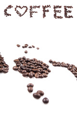 Coffee beans on a white background