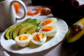 Healthy breakfast - avocado and eggs