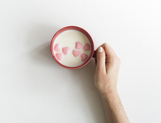 Fototapeta na wymiar Food Cereal Milk Bowl Heart