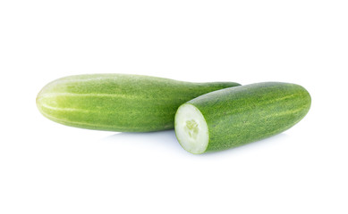 whole fresh cucumber on white background