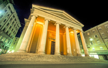 Trieste, church, at dusk, Italy, Friaul-Julian Venetia, Triest