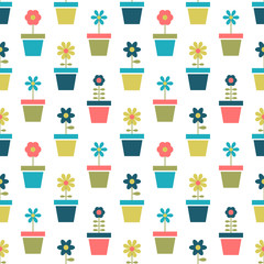 pattern with flowers in pots