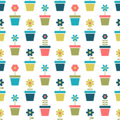 pattern with flowers in pots