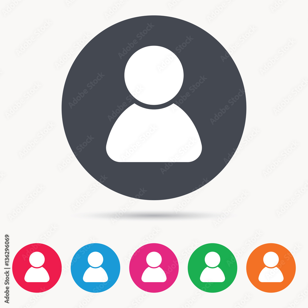 Aufkleber user icon. human person symbol. avatar login sign. colored circle buttons with flat web icon. vector