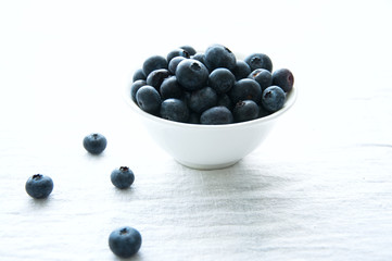 Blackberries in a white little bowl on a white background