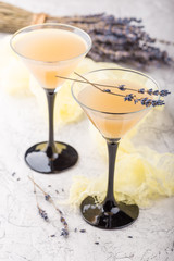 Two glasses with a cocktail martini