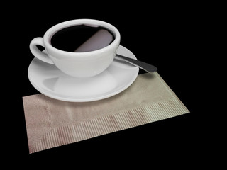 Cup of coffee napkin and spoon
