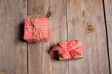 Vintage gift box on wooden background