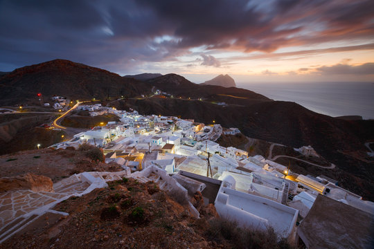 View of Chora village on Anafi island.