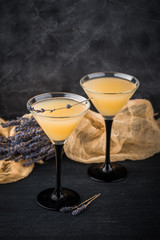 Two glasses with a cocktail martini