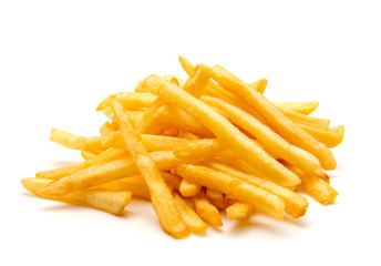 potato fry on white isolated background