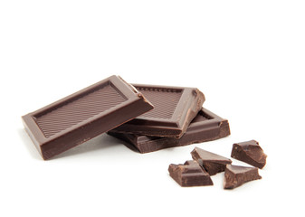 Roughly cut chunks of a chocolate bar