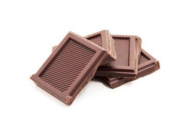 Chocolate bars stack isolated on white background