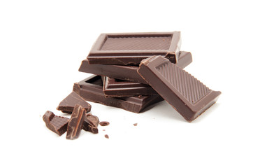 Roughly cut chunks of a chocolate bar