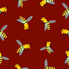 Bee pattern on brown background