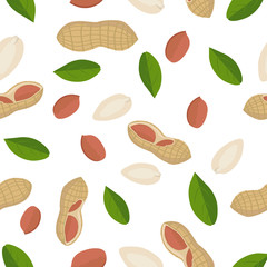Peanut Seamless Pattern Vector in Flat Design.