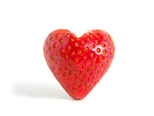 Strawberry heart isolated on white.