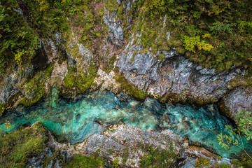 Leutaschklamm - wild gorge with river in the alps of Germany