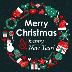 vector christmass greeting card with holiday design elements