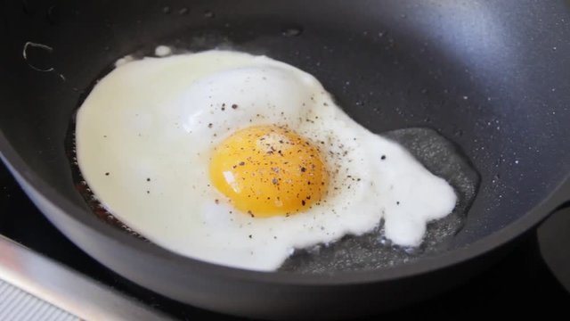 Fried eggs fried in a pan