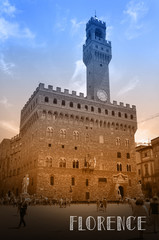 Obraz premium Travel postcard with view of Florence