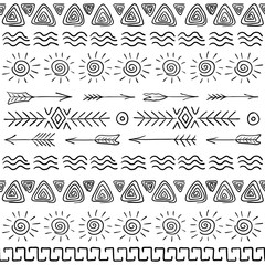 Fototapeta premium Seamless vector pattern. Duplicate natural ethnic symbols to decorate textiles and printed products.