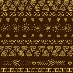 Seamless vector pattern. Duplicate natural ethnic symbols to decorate textiles and printed products.