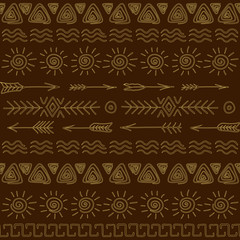 Seamless vector pattern. Duplicate natural ethnic symbols to decorate textiles and printed products.
