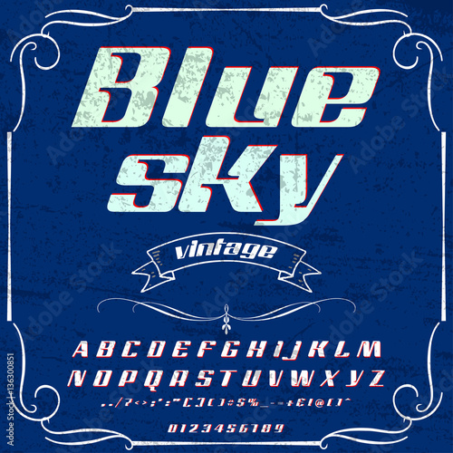 "Font Typeface Script Blue sky vintage script font Vector typeface