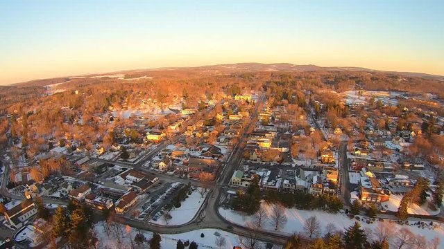 Millbrook New York Village Winter Aerial