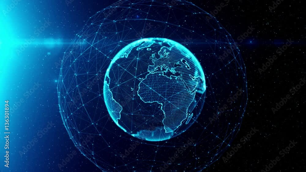 Poster Technology background/Technology background abstract background with connecting dots and lines. Connection structure digital communication. Earth futuristic technology abstract background.