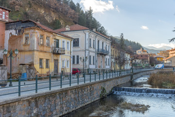 The picturesque centre of Florina, Greece. River crossing across - 136302030