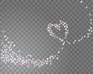 Sparkling line heart stream from sakura flowers on a transparent background. Abstract love background for your spring holidays design. Vector illustration