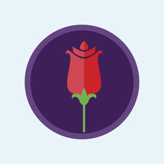 Red rose icon Vector Illustration. romantic symbol. Design element for Wedding, anniversary, Birthday, Valentines Day, party invitations.