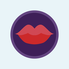 Red Lips Kiss. Vector Illustration.