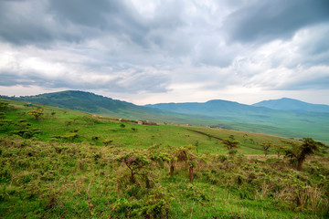 Fototapeta na wymiar Landscape in Tanzania, depression near Ngorongoro