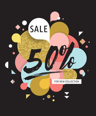 Super Sale modern collorful, gold banner, background, Vector illustration