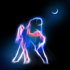 Passionate couple dancing in the moonlight