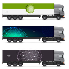 Set of design templates for transport. Mockup white truck or van. Branding for advertising, business and corporate identity.