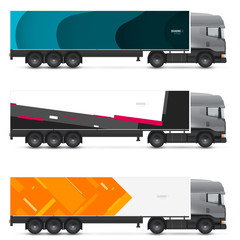 Mockup truck or van. Vehicles branding for advertising, business and corporate identity. Set of design templates for transport.