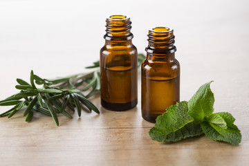 Essential oil rosemary and peppermint for aromatherapy